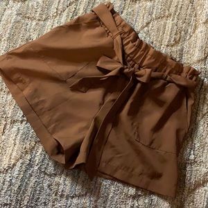 ruffle waist belted shorts elastic waist
